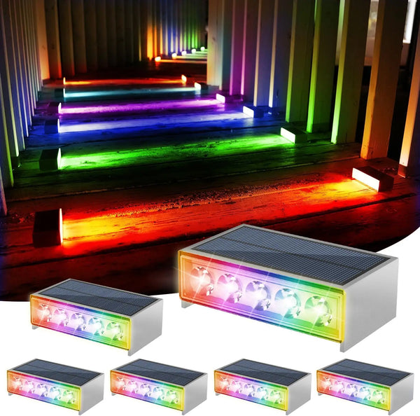 Solar Stufenlicht LumoStep Pro | 6er Set | IP67 Wasserdicht | 6000K & RGB | Garten & Terrasse