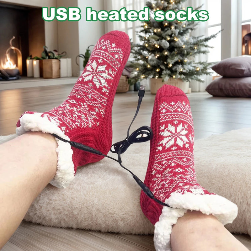 HeatHaven USB Heizsocken | Kuschelig & Rutschfest | Strick-Flausch Haussocken mit USB-Wärmefunktion | Perfekt für Zuhause & Büro