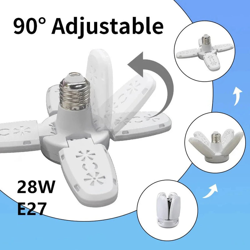 LED Faltlampe LumiFold | E27 Sockel | Fächerförmiges Design | 360° Abstrahlwinkel | 28W Kaltweiß