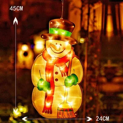 LumiFest LED Weihnachtsdeko | Schneemann & Weihnachtsmann | Leuchtende Fensterdekoration | Warmweißes Licht