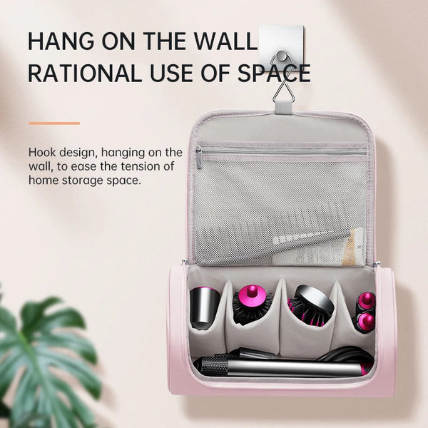 Veluvia Tragbare Haartrockner-Tasche für Reise & Aufbewahrung | Samt-Organizer für Dyson Airwrap & Zubehör | Schutz- & Aufbewahrungstasche mit Haken & Fächern