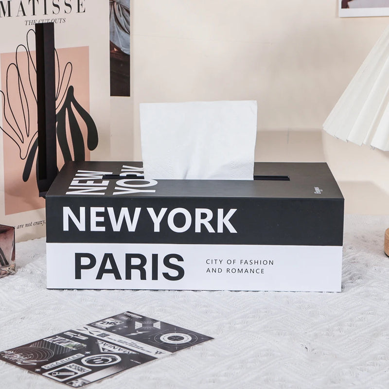 PapierLuxe Taschentuchbox | Buch-Design | Stilvoller Aufbewahrungs- & Deko-Organizer | 26,5×17×9,5 cm