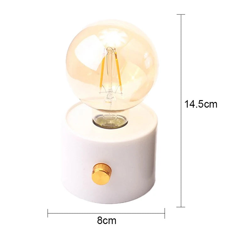 Glowvana LED Nachtlicht Retro-Glühbirne | Warmweißes Licht | Batteriebetrieben oder Wiederaufladbar | Für Kinderzimmer, Flur & Schreibtisch | 14,5 x 8,2 x 8,2 cm