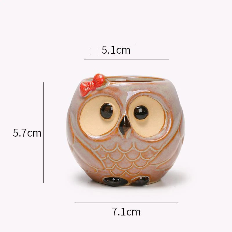 Owlivia | Keramik Eulen Blumentopf | Für Sukkulenten & Kakteen | Dekoration & Geschenkidee