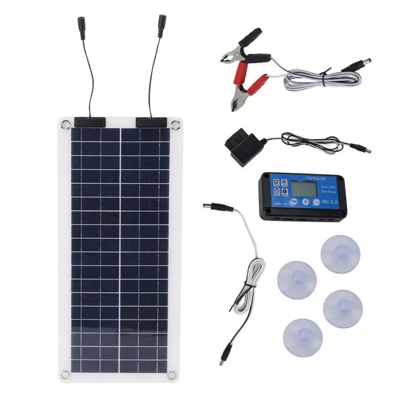 SolarPower Mobilis 100W Solarladegerät | Wasserdicht & Tragbar | Dual-Ausgang 12V–24V | Für Auto, Motorrad, Boot & RV