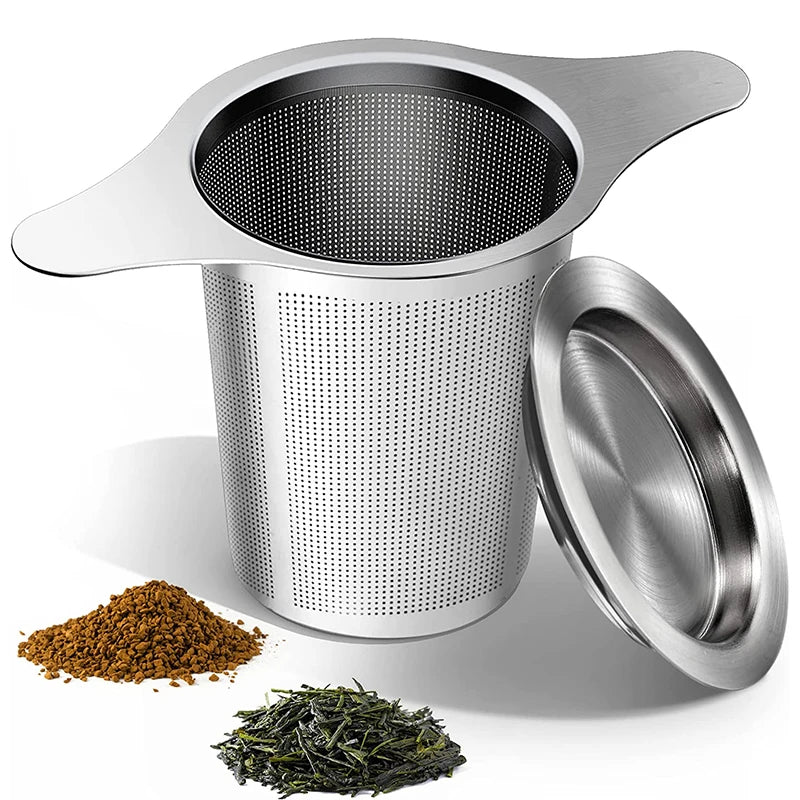 Tee-Ei LeafLuxe Edelstahl | Extra Feinmaschiges Teesieb | Mit Doppelgriffen | Für losen Tee