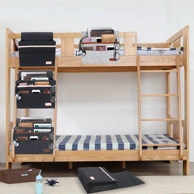 OrdiNest Filz-Bett-Organizer zum Einhängen | Praktische Aufbewahrung am Bett oder Sofa | Hängende Tasche für Tablet, Fernbedienung & Zubehör