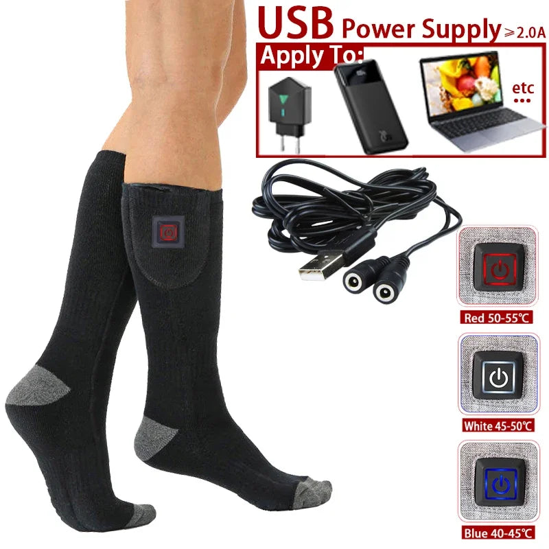 Elektrisch Beheizte Socken | USB Wärmesocken für Damen & Herren | 3 Heizstufen | Ideal für Skifahren, Radfahren & Outdoor | ThermaStep
