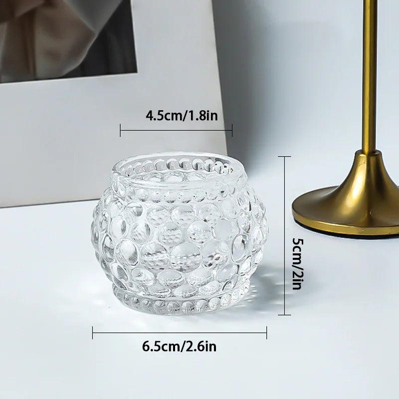 Lucevera Glas Kerzenhalter | Wellenstruktur & Elegantes Design | 6,5 x 5 cm | Klar oder Bernstein