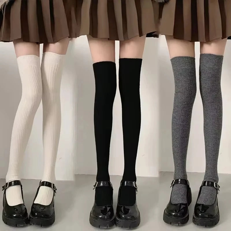 WollLuxe Damen Overknee-Socken | Herbst & Winter | Warm & Dick | Uni-Farben | 60–65 cm