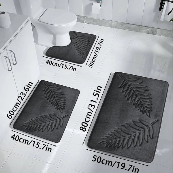 SoftLuxe Badvorleger Set 3-teilig | Memory-Foam & Coral-Fleece | Rutschfest & Schnell Trocknend | Waschbar