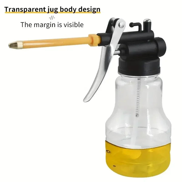 Hochdruck-Ölkanne LuboTech 250 Pro | 250 ml | Transparenter PVC-Behälter | Biegebarer Metallauslauf | Für Maschinen & Werkstatt