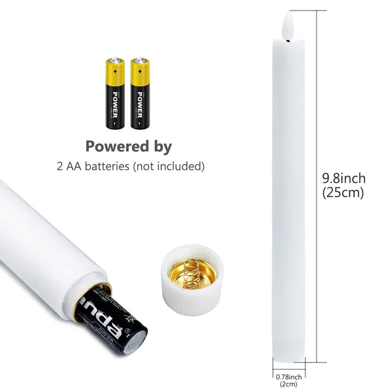 Candelis | 2er Set LED Stabkerzen | Flammenlos mit 3D-Docht | Batteriebetrieben & Echtwachs-Optik | Warmweißes Licht | Für Weihnachten & Deko