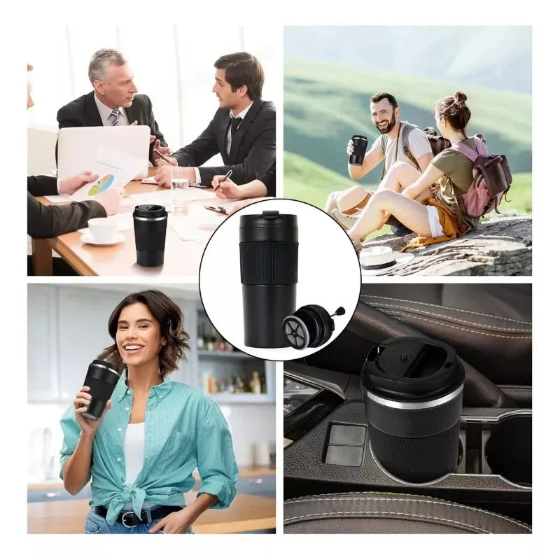 BrewMate Go | Isolierte French Press To-Go | 420 ml | Edelstahl | Doppelwandig & Auslaufsicher