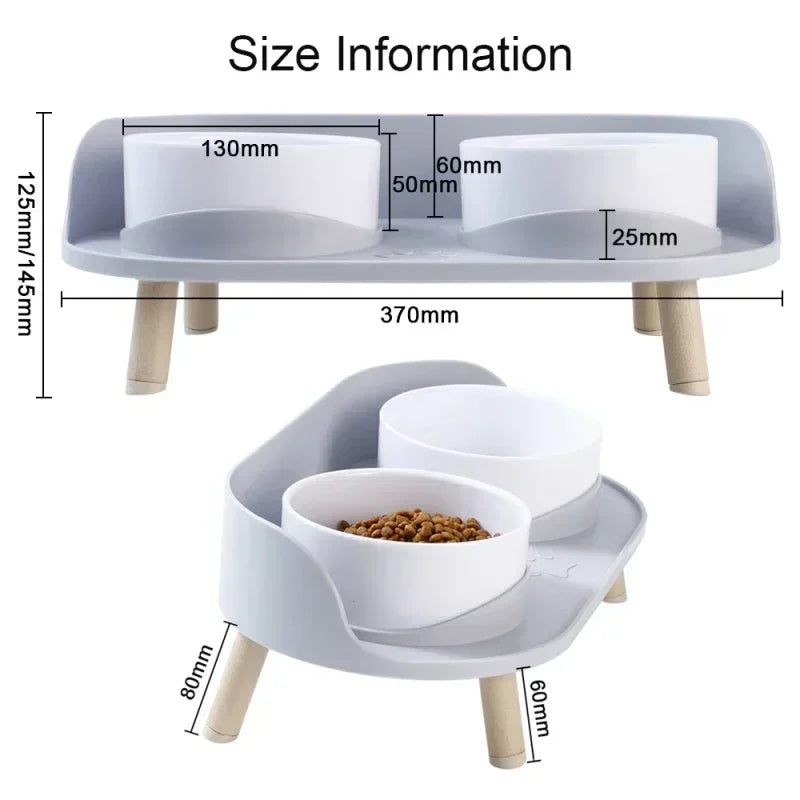 Mialuna Futternapf Doppelset für Katzen & Hunde | Höhenverstellbar & Ergonomisch | Auslaufsicher | ABS Kunststoff