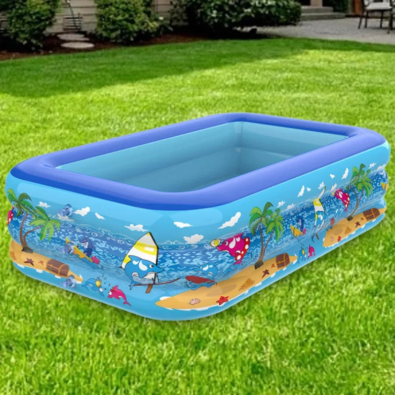 Luftolino Aufblasbares Kinderplanschbecken | 110–180 cm | Extra Dickes PVC | Cartoon-Design für Garten & Balkon