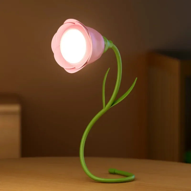 Lunafleur | Wiederaufladbare LED Rosenlampe | Dimmbar & Flexibel | 3 Lichtfarben mit Helligkeitsspeicher | Kreatives Nachtlicht & Geschenkidee für Frauen
