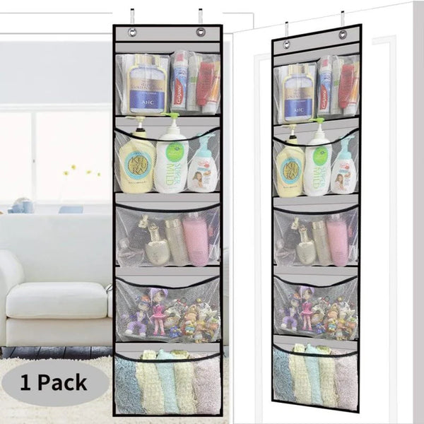 Tür-Hängeorganizer Storiva PocketMax | Mit 5 großen Fächern | Hängeregal für Tür & Schrank | Grau | Platzsparende Aufbewahrung