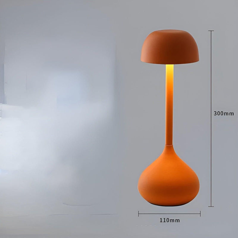 Velumia Kabellose LED Tischlampe Pilzform | Dimmbar & Wiederaufladbar | Touch-Funktion | Aluminium & Acryl | 11×30 cm