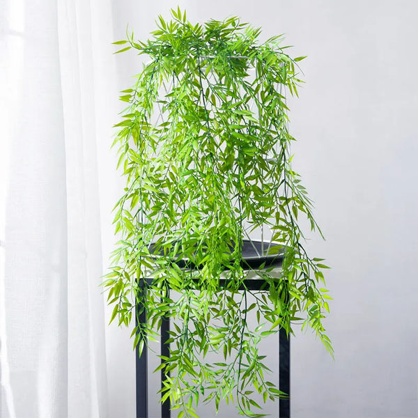 Künstliche Hängepflanze | Tropische Bambus- & Weidenblätter | 80–105 cm | Wand- & Gartendeko
