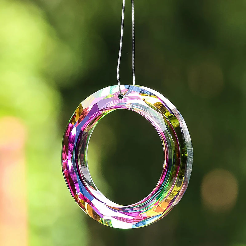 Kristall-Suncatcher LumiRing 50 | Ø 50 cm | Glas-Prisma für Fenster, Garten & Deko | Regenbogenfänger für Lichtspiele