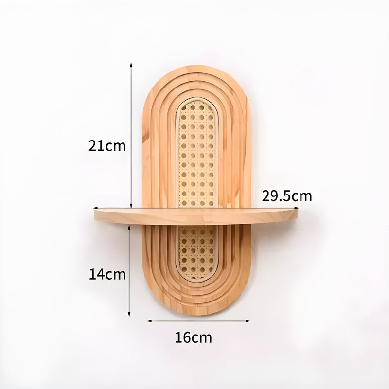 Wandregal Rattanova | Handgefertigt | Boho-Design in Bogenform | Khaki & Braun