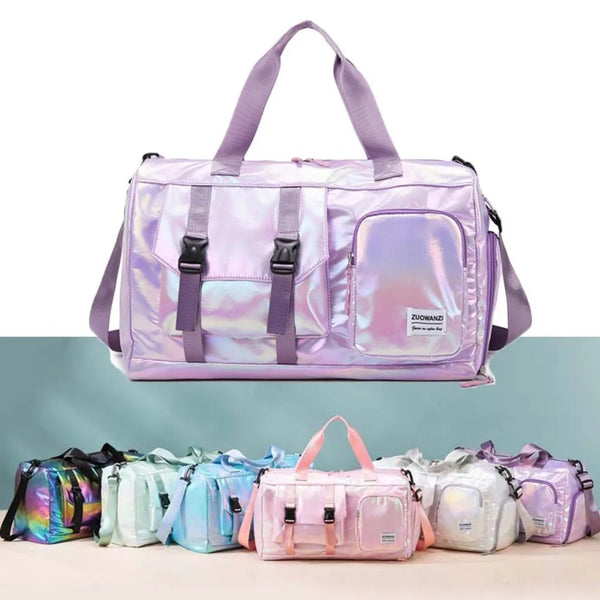 Lumivista Holografische Reisetasche | Stylische Weekender Schultertasche mit Schuhfach | Perfekt für Wochenendtrips & Kurzreisen