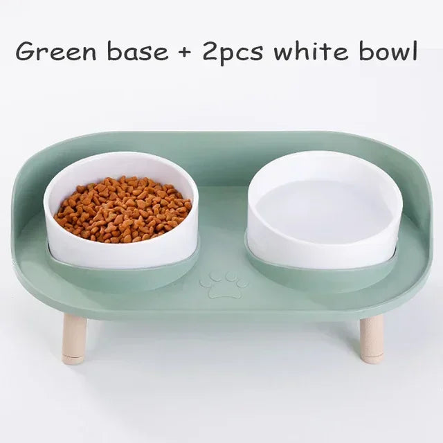 Mialuna Futternapf Doppelset für Katzen & Hunde | Höhenverstellbar & Ergonomisch | Auslaufsicher | ABS Kunststoff