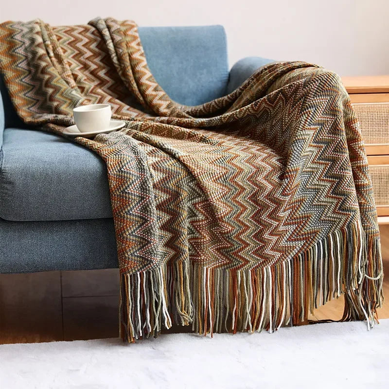 CasaLoom | Boho Decke mit Quasten | Rostrot | Weich & Leicht