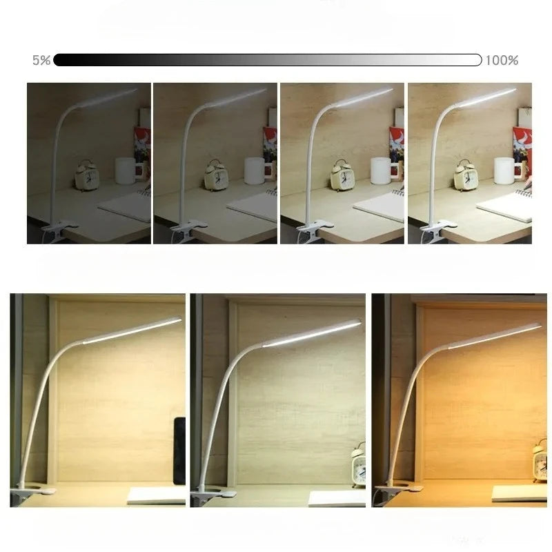 LED-Klemmleuchte LumaFlex | 3 Lichtfarben & 10 Helligkeitsstufen | USB-Betrieb | Flexibler Schwanenhals | Augenfreundlich & Dimmbar