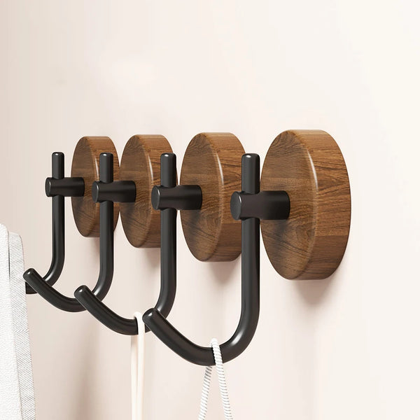 Selbstklebender Holzhaken Woodiva WallHook | Massivholz Walnuss | Schlüssel-, Handtuch- & Mantelhaken | Für Küche, Bad & Flur