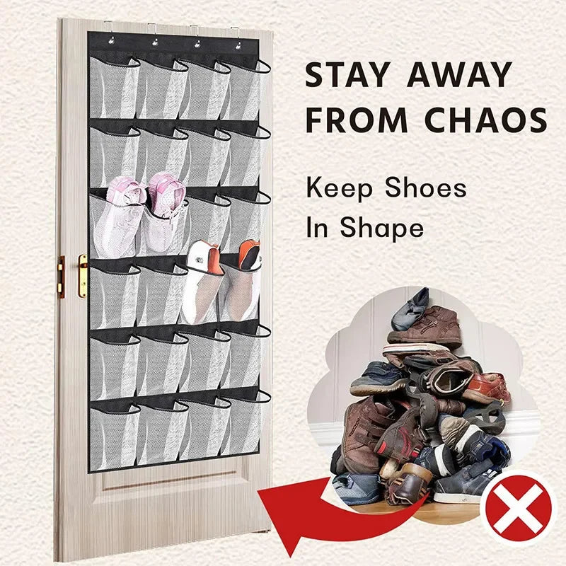 Tür-Schuhorganizer Ordivo 24-Fächer | Hängend & Platzsparend | 150 × 55 cm | Für Schuhe, Socken & Accessoires