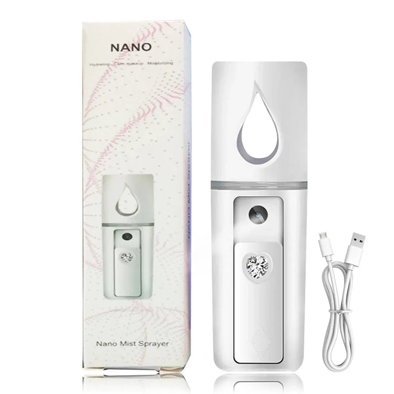 Tragbarer Gesichtsbefeuchter Nuvéna MistCheck | Nano-Hydration & Feuchtigkeitstester | 30 ml | Kompakt 10 cm | Für alle Hauttypen