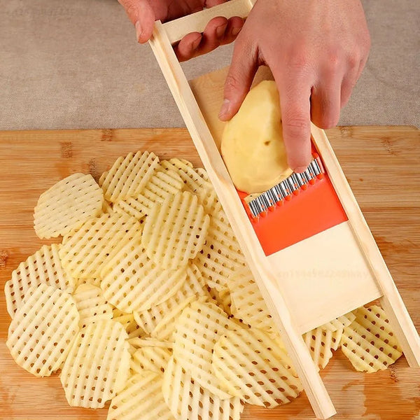 Gridello Kartoffelschneider | Edelstahl Gitter-Schneidegerät | Für Pommes, Chips & Gemüse | 34 cm Länge