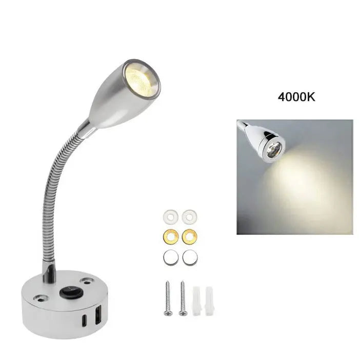 FlexiBeam RV Leselampe | 12V–24V Schwanenhals-Licht mit USB-C Schnellladefunktion | LED Innenbeleuchtung für Wohnmobil, Boot & Camper