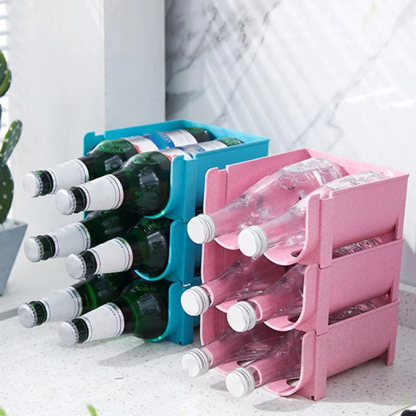 Flaschen-Organizer StackoCool | Stapelbares Kühlschrankregal für Dosen & Flaschen | Rutschfest & platzsparend | 16 × 14 × 7,5 cm