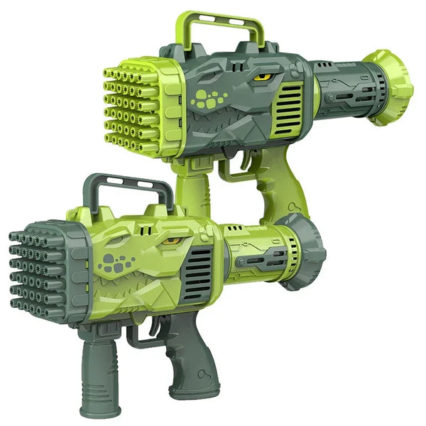 DinoBubbles Automatische Seifenblasenmaschine | 32 Düsen & LED-Licht | Lustiger Dinosaurier-Design | Für Kinder & Outdoor-Aktivitäten