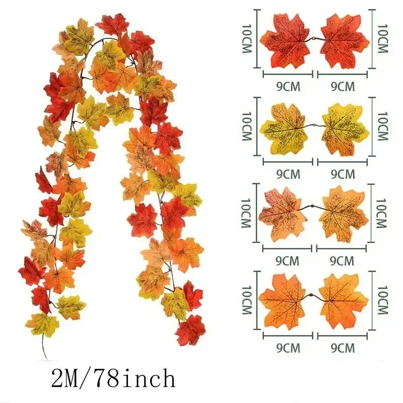 Aurelia Herbstgirlande | Künstlicher Ahornlaub-Kranz | 200 cm | Deko für Haus & Garten