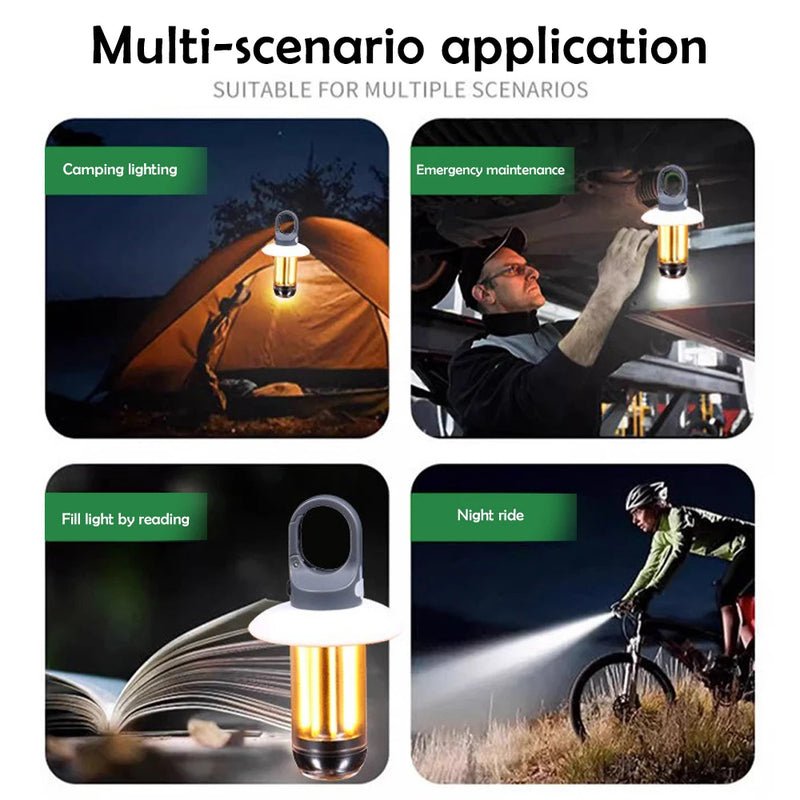 Lumovent Wiederaufladbare LED Campinglampe | 360° Beleuchtung & Powerbank | Dimmbare Lichtmodi | Mit Solar- & USB-Aufladung