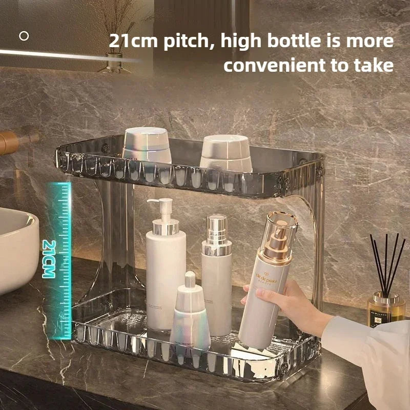 PureStak Badezimmer Regal | Doppelstöckig | Kosmetik- & Pflege-Organizer | Waschbecken & Tischablage