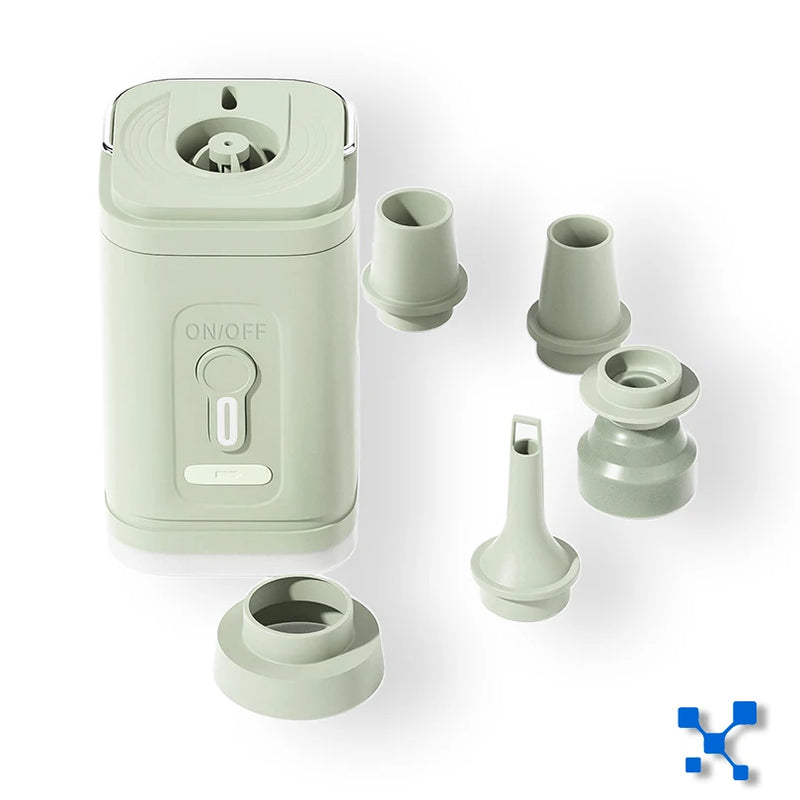 AirBreezy Mini Luftpumpe | Ultra Kompakt & USB-C Aufladbar | 5 Düsen | 200L/min Leistung