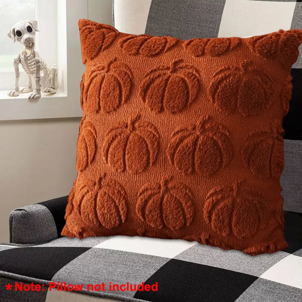 Pumpura | Kissenhülle Herbst Kürbis | 45 × 45 cm | Weich & Plüschig | Halloween & Herbstdeko