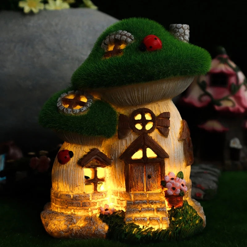 LUMORA Solar Feenhaus | Resin Pilzhaus | Wetterfest & LED-Beleuchtung | Gartendeko 18 × 16 × 11 cm