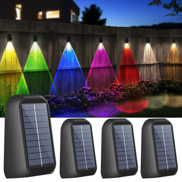 Solar Wandleuchte AURAVIA ColorBeam | 8 Farben & 3 Modi | Wasserdicht IP54 | Solar Außenbeleuchtung für Garten, Zaun & Terrasse