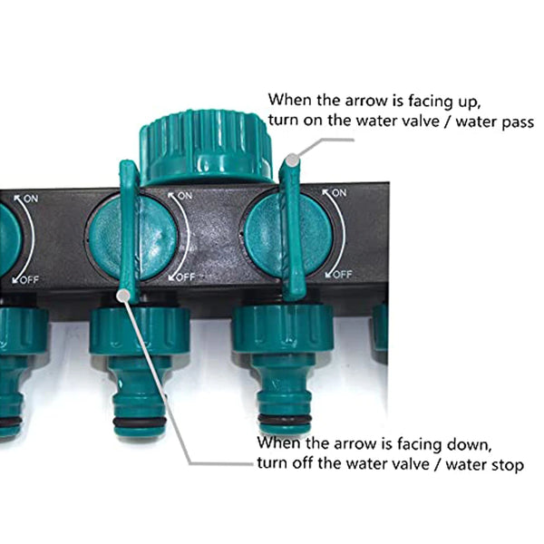 Wasserverteiler QUADRO | 4-Wege Verteiler | Flexibel & Robust | ABS Kunststoff Grün-Schwarz