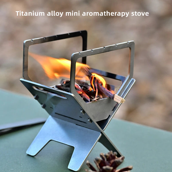 TiFlare Essence Mini-Aromathermieofen aus Titanlegierung | Faltbarer Alkoholofen & Räucherstövchen für Camping & Zuhause – Ultraleicht & tragbar