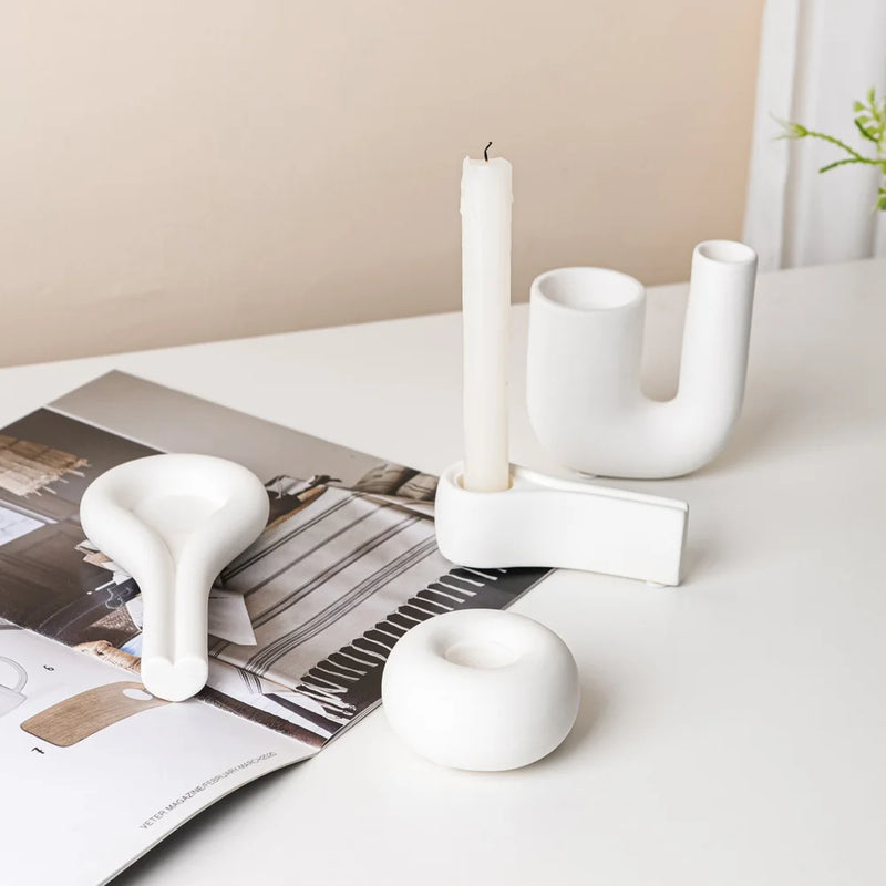 LUXORA Kerzenhalter | Zylinderform | Silber veredelt | Moderne Deko aus Keramik