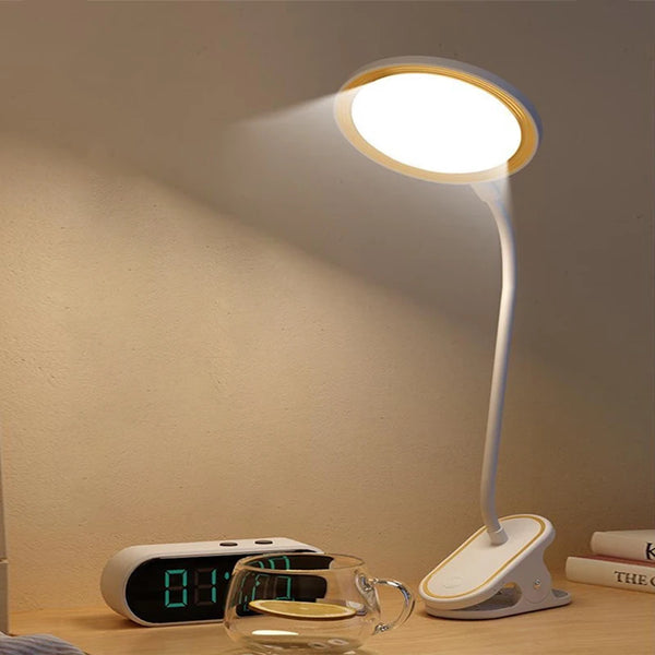 ClipLuma LED-Tischlampe | USB-Wiederaufladbar | 3 Helligkeitsstufen | Augenschonend | Mit Cliphalterung
