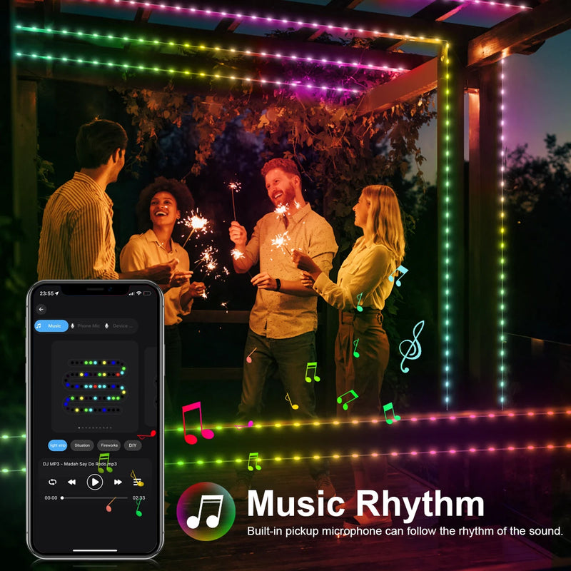 Smart LED Lichtstreifen LumiSync RGBIC | 20 m | Bluetooth & App-Steuerung | Musikmodus | Wasserdicht IP67 | USB-betrieben