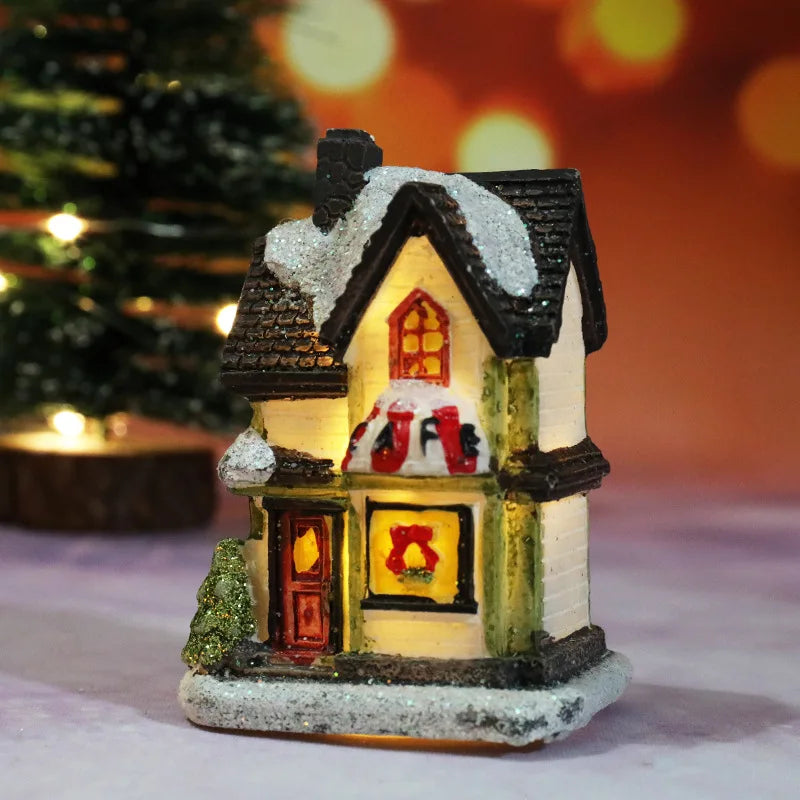 LumiCasa | Weihnachts-Haus Nachtlicht | LED Mini Häuser Deko | Harzfigur mit Batterie für Kinderzimmer, Wohnzimmer & Festtage
